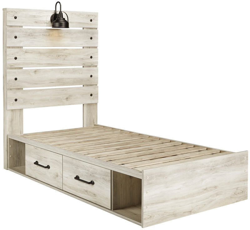Cambeck Whitewash Side Storage Platform Youth Bedroom Set - Lara FurnitureYouth Bedroom Set