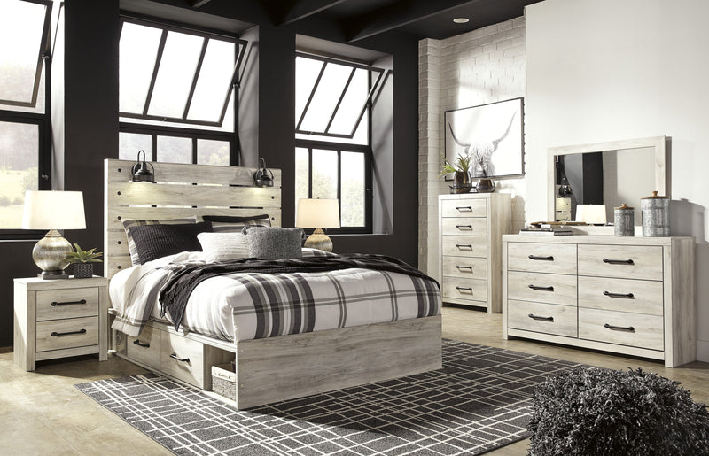 Cambeck Whitewash Storage Platform Bedroom Set - Lara FurnitureBedroom Set