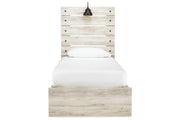 Cambeck Whitewash Twin Panel Bed with 2 Storage Drawers - Lara FurnitureTwin Bed