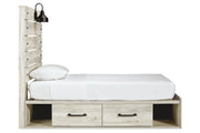 Cambeck Whitewash Twin Panel Bed with 2 Storage Drawers - Lara FurnitureTwin Bed
