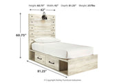 Cambeck Whitewash Twin Panel Bed with 4 Storage Drawers - Lara FurnitureTwin Bed