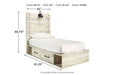 Cambeck Whitewash Twin Panel Bed with 4 Storage Drawers - Gate FurnitureTwin Bed