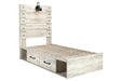Cambeck Whitewash Twin Panel Bed with 4 Storage Drawers - Gate FurnitureTwin Bed