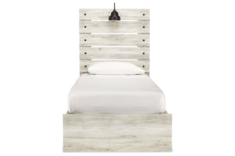 Cambeck Whitewash Twin Panel Bed with 4 Storage Drawers - Lara FurnitureTwin Bed