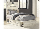 Cambeck Whitewash Twin Panel Bed with 4 Storage Drawers - Lara FurnitureTwin Bed