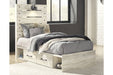 Cambeck Whitewash Twin Panel Bed with 4 Storage Drawers - Gate FurnitureTwin Bed