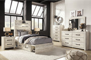 Cambeck Whitewash Twin Panel Bed with 4 Storage Drawers - Lara FurnitureTwin Bed