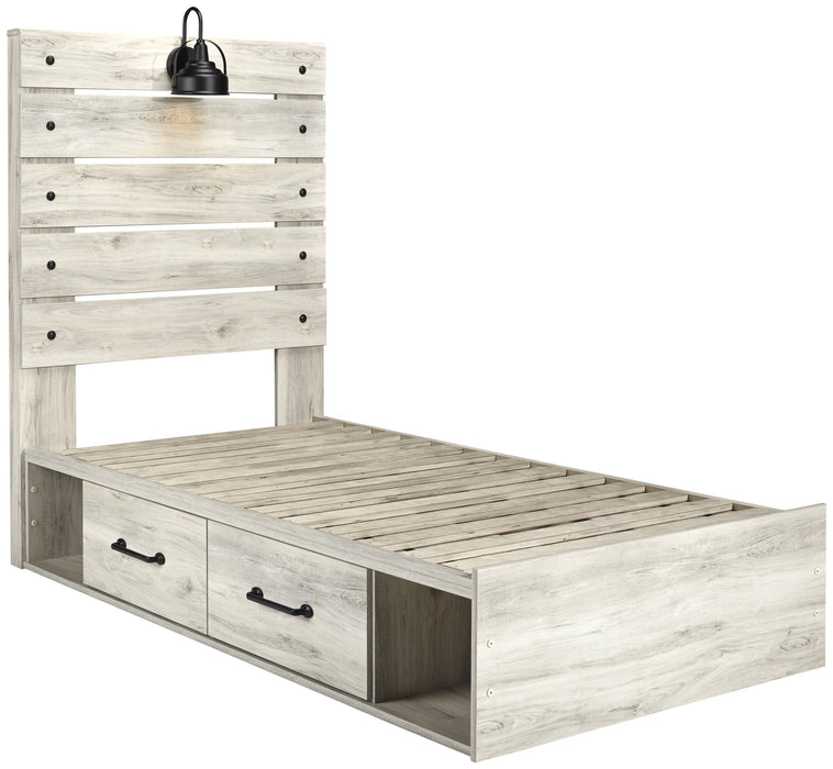 Cambeck Whitewash Twin Side Storage Platform Bed - Gate FurnitureTwin Bed