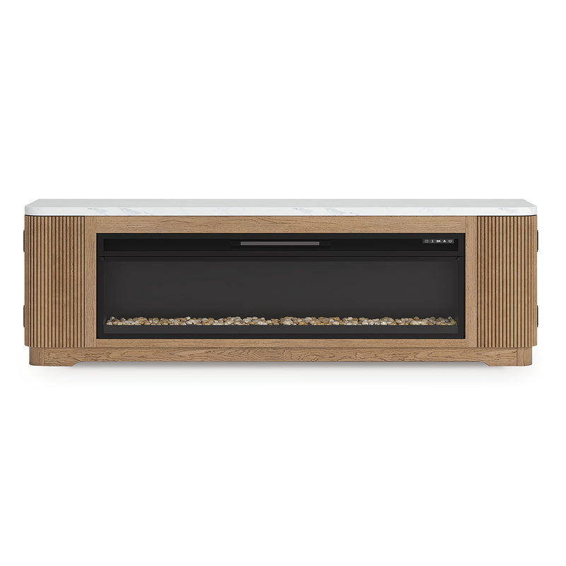 Camdill Light Brown 80" TV Stand with Electric Fireplace - W808W1