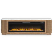 Camdill Light Brown 80" TV Stand with Electric Fireplace - W808W1