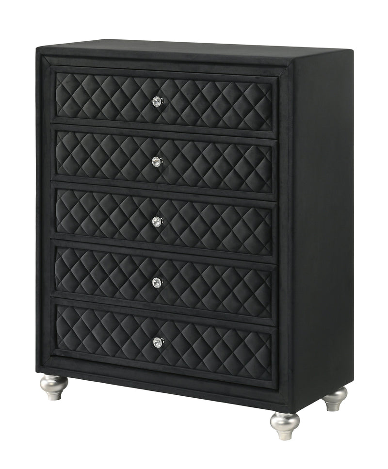 Cameo Black Upholstered Panel Bedroom Set - Lara FurnitureBedroom Set