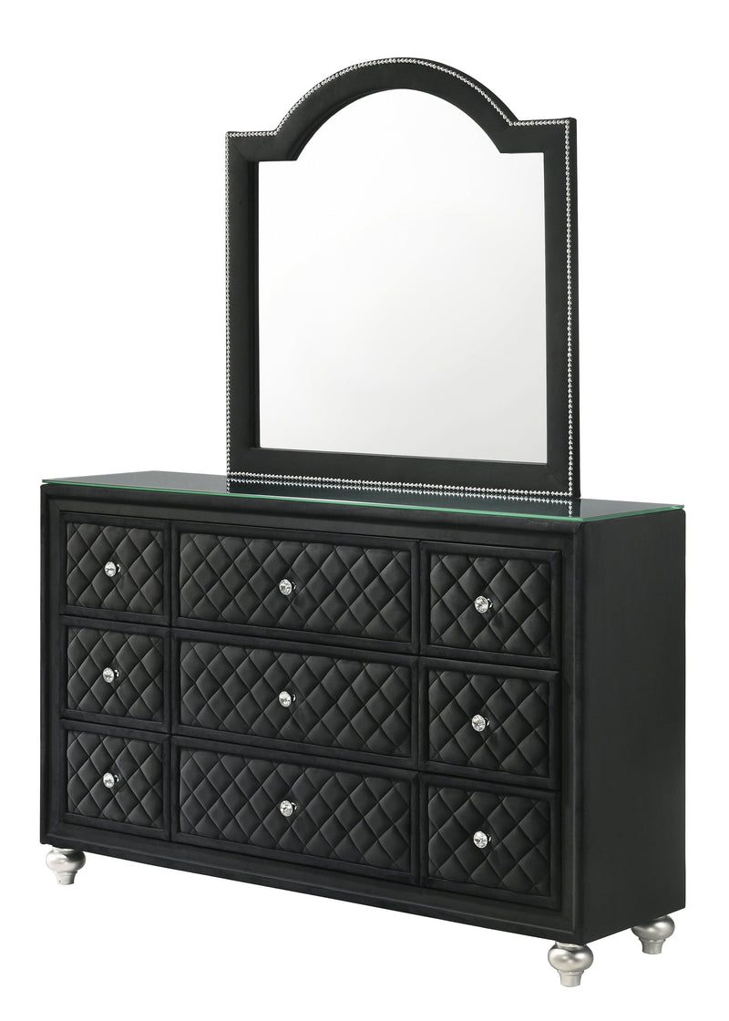Cameo Black Upholstered Panel Bedroom Set - Lara FurnitureBedroom Set