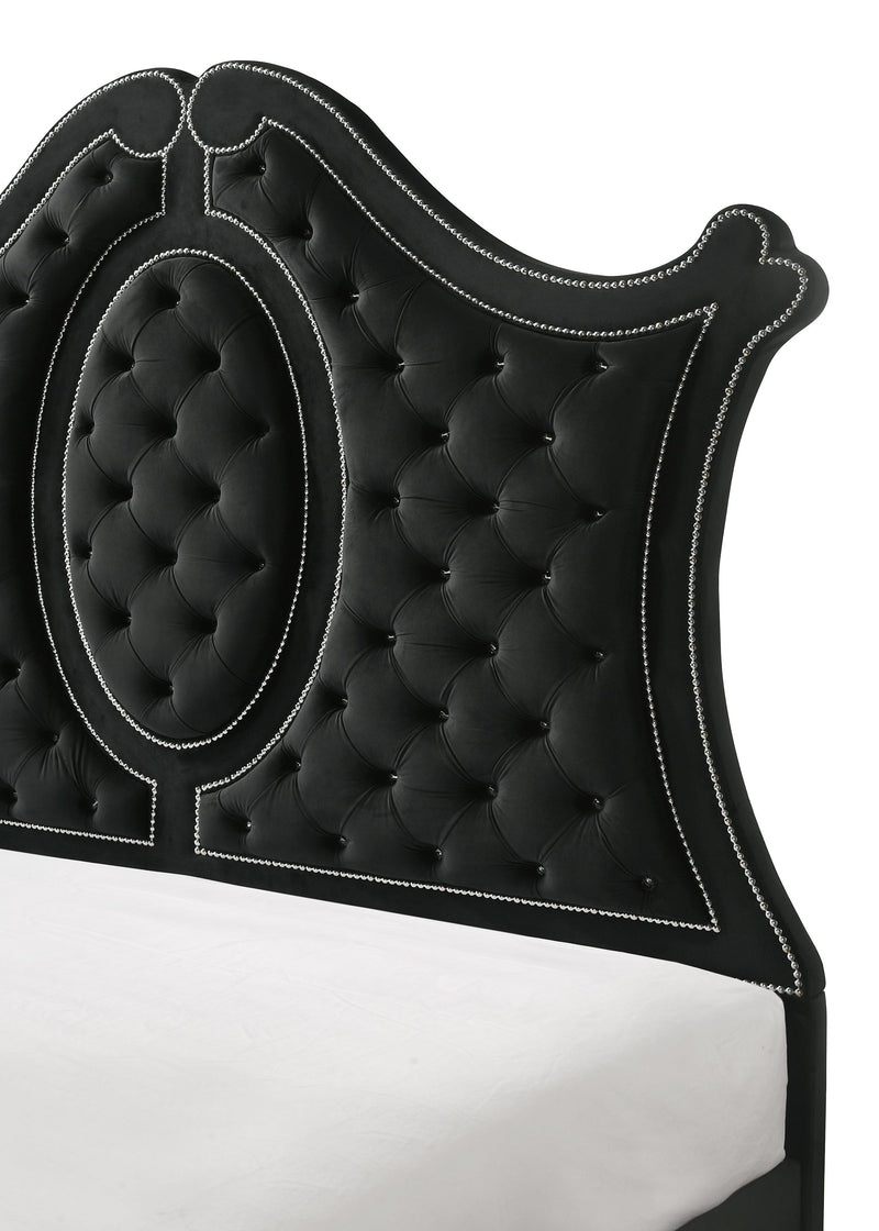 Cameo Black Upholstered Panel Bedroom Set - Lara FurnitureBedroom Set