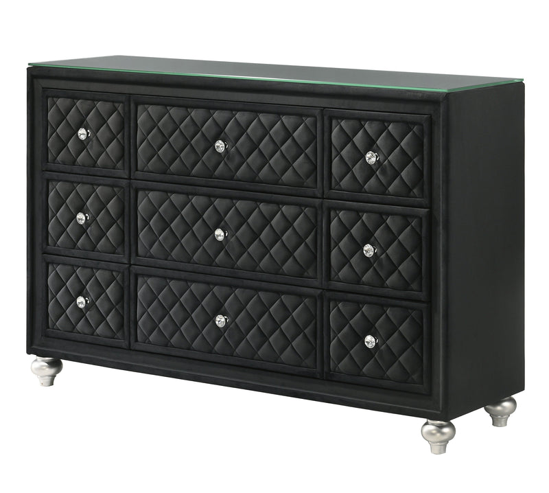 Cameo Black Upholstered Panel Bedroom Set - Lara FurnitureBedroom Set