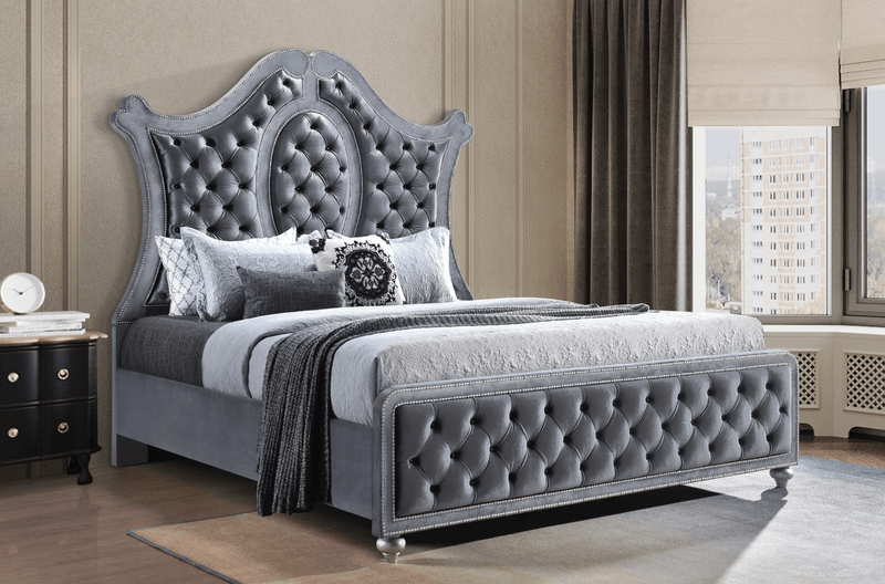 Cameo Gray King Upholstered Panel Bed - Lara FurnitureKing Bed
