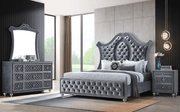 Cameo Gray King Upholstered Panel Bed - Lara FurnitureKing Bed