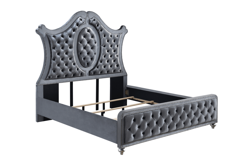 Cameo Gray King Upholstered Panel Bed - Lara FurnitureKing Bed