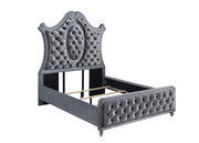 Cameo Gray Queen Upholstered Panel Bed - Lara FurnitureQueen Bed