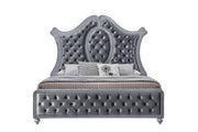 Cameo Gray Queen Upholstered Panel Bed - Lara FurnitureQueen Bed