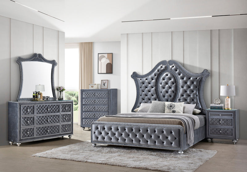 Cameo Gray Upholstered Panel Bedroom Set - Lara FurnitureBedroom Set