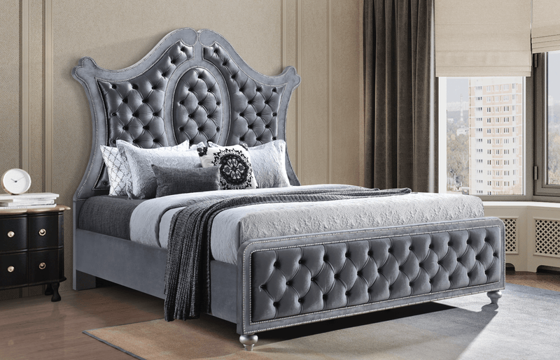 Cameo Gray Upholstered Panel Bedroom Set - Lara FurnitureBedroom Set