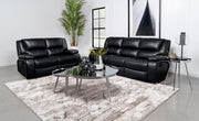 Camila 2-piece Upholstered Reclining Sofa Set Black - 610244-S2
