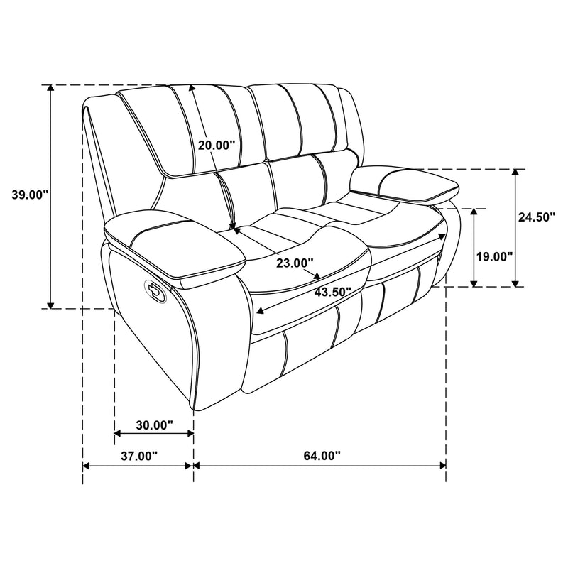 Camila 2-piece Upholstered Reclining Sofa Set Black - 610244-S2