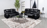 Camila 2-piece Upholstered Reclining Sofa Set Black - 610244-S2