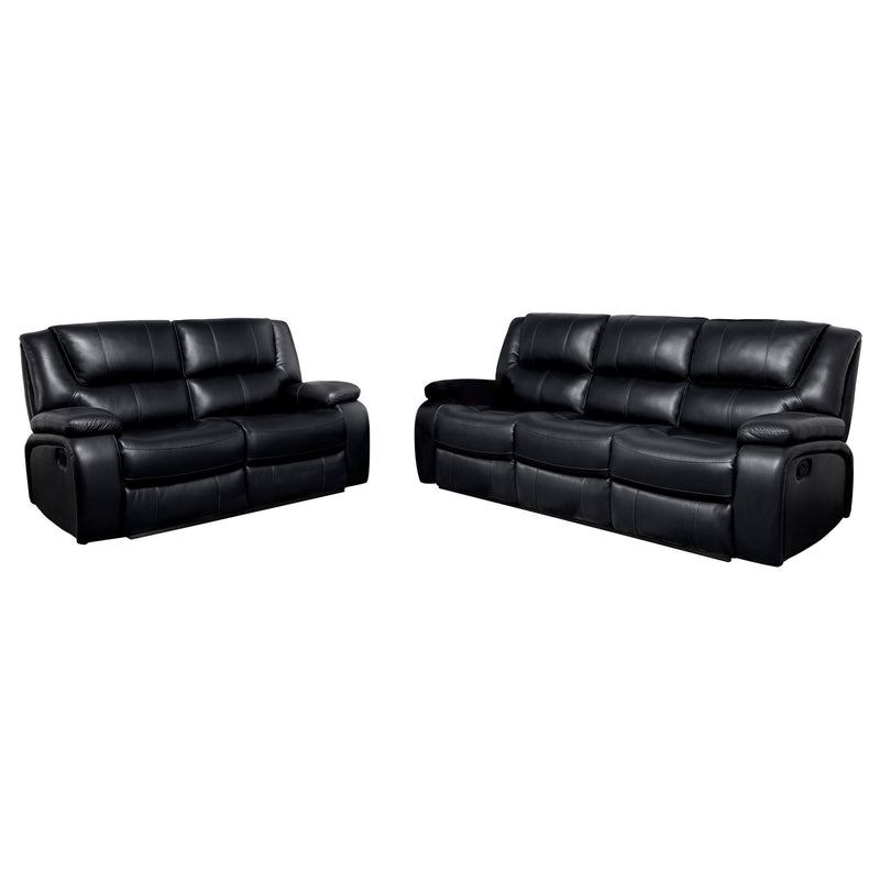 Camila 2-piece Upholstered Reclining Sofa Set Black - 610244-S2