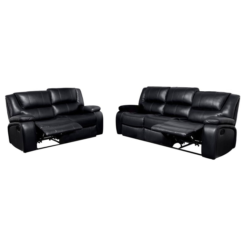 Camila 2-piece Upholstered Reclining Sofa Set Black - 610244-S2