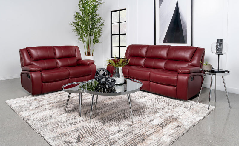 Camila 2-piece Upholstered Reclining Sofa Set Red - 610241-S2
