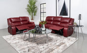 Camila 2-piece Upholstered Reclining Sofa Set Red - 610241-S2