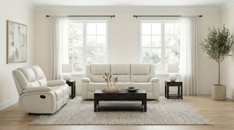 Camila 2-piece Upholstered Reclining Sofa Set White - 610247-S2