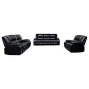 Camila 3-piece Upholstered Reclining Sofa Set Black - 610244-S3