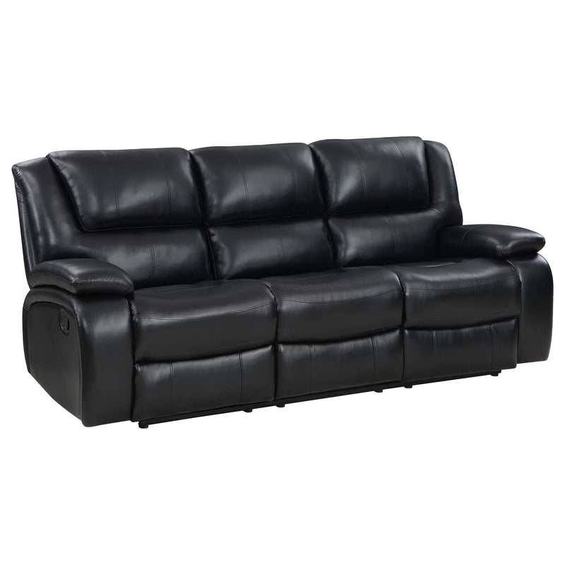 Camila 3-piece Upholstered Reclining Sofa Set Black - 610244-S3