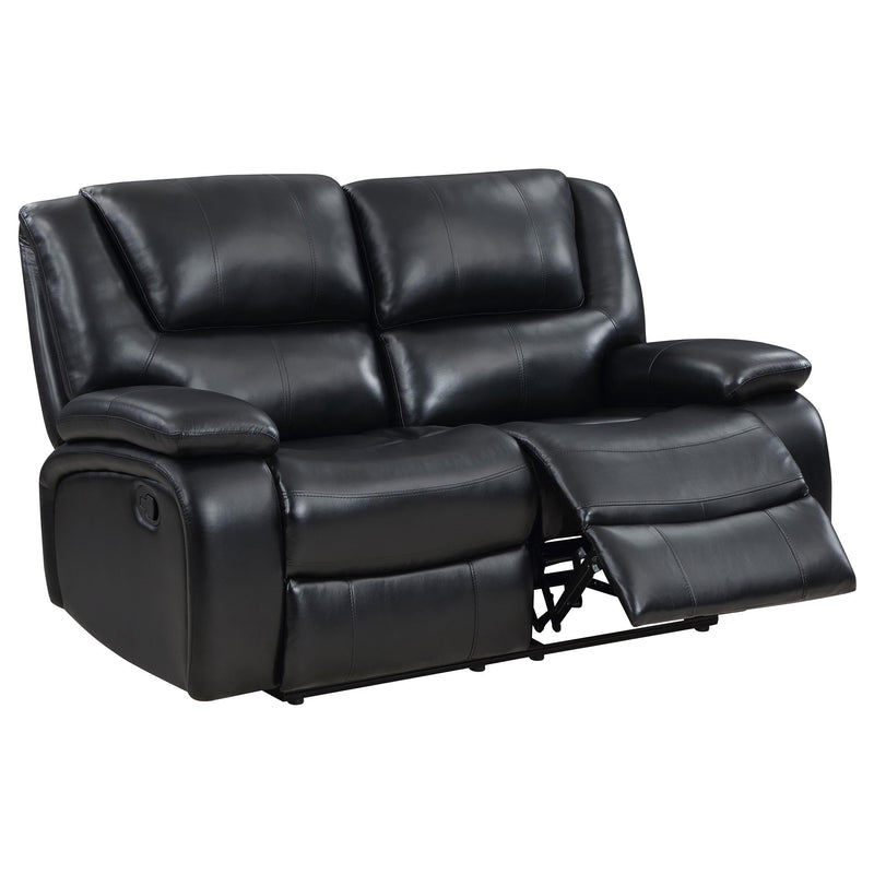 Camila 3-piece Upholstered Reclining Sofa Set Black - 610244-S3