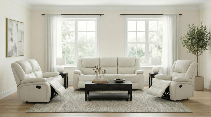 Camila 3-piece Upholstered Reclining Sofa Set White - 610247-S3