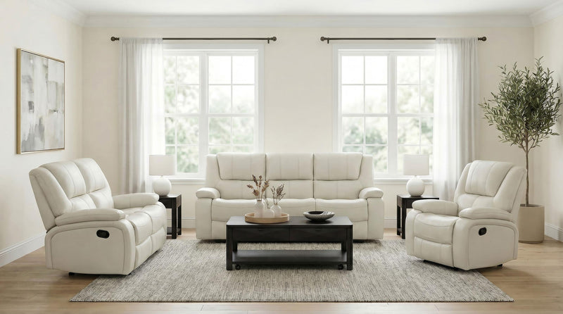 Camila 3-piece Upholstered Reclining Sofa Set White - 610247-S3