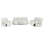 Camila 3-piece Upholstered Reclining Sofa Set White - 610247-S3