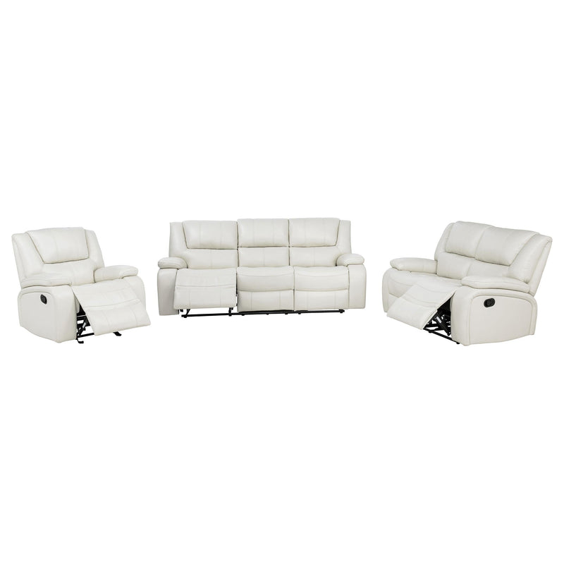 Camila 3-piece Upholstered Reclining Sofa Set White - 610247-S3