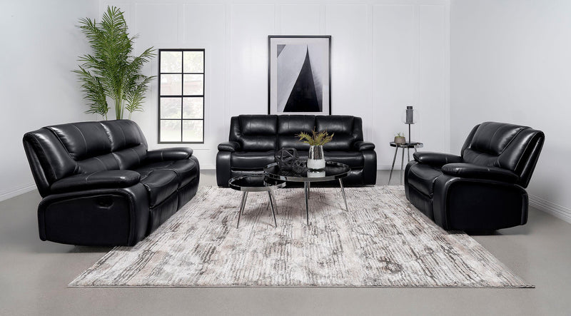 Camila Upholstered Motion Reclining Loveseat Black - 610245