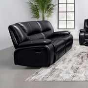 Camila Upholstered Motion Reclining Loveseat Black - 610245