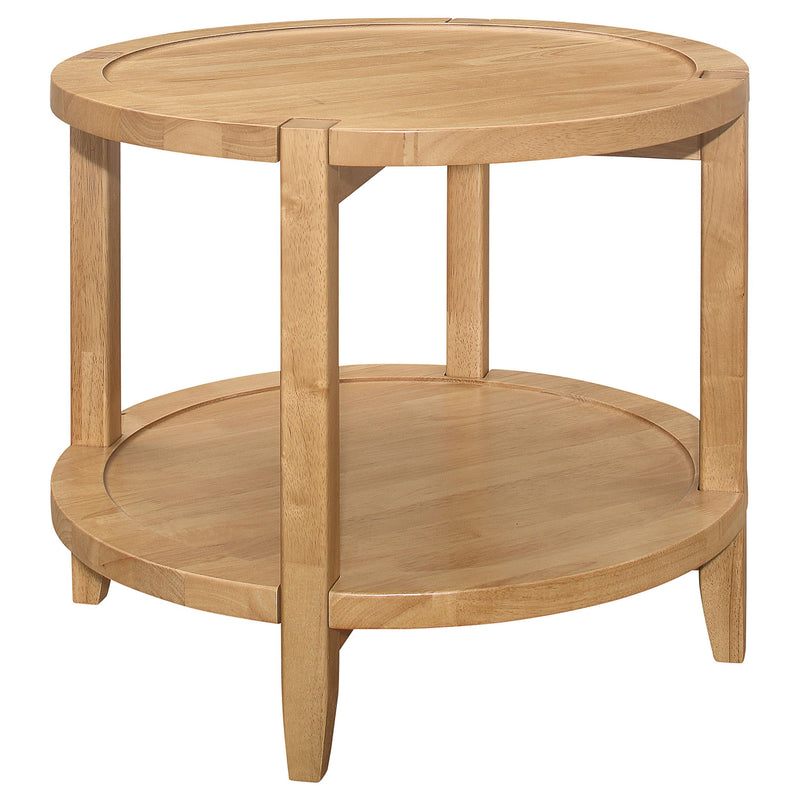 Camillo Round Solid Wood Side End Table Maple Brown - 709697