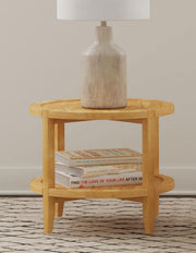 Camillo Round Solid Wood Side End Table Maple Brown - 709697