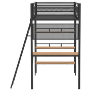 Campus 3-shelf Metal Twin Workstation Loft Bed Matte Black - 460332BLK