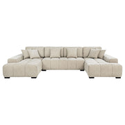 Cannella U-Shaped Double Chaise Upholstered Sectional Sofa Beige - 500350