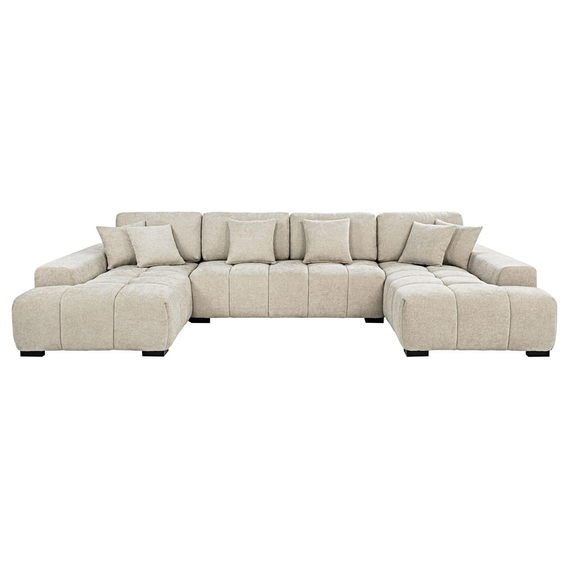 Cannella U-Shaped Double Chaise Upholstered Sectional Sofa Beige - 500350