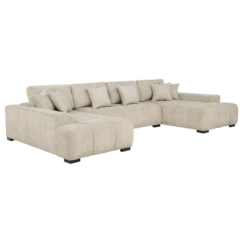 Cannella U-Shaped Double Chaise Upholstered Sectional Sofa Beige - 500350