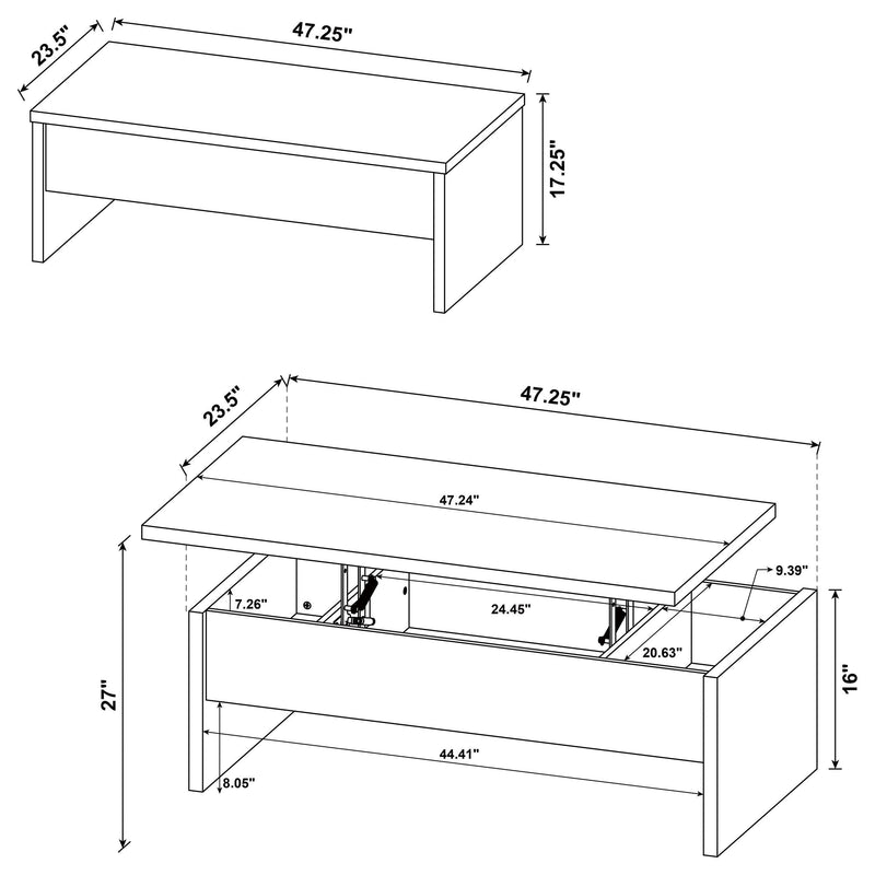 Canoga 2-piece Lift Top Cocktail Coffee Table Set Mango - 706358-S2
