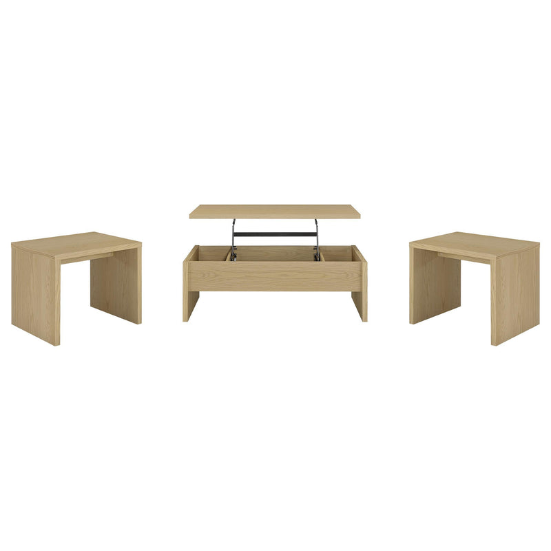 Canoga 3-piece Lift Top Cocktail Coffee Table Set Light Oak - 706348-S3